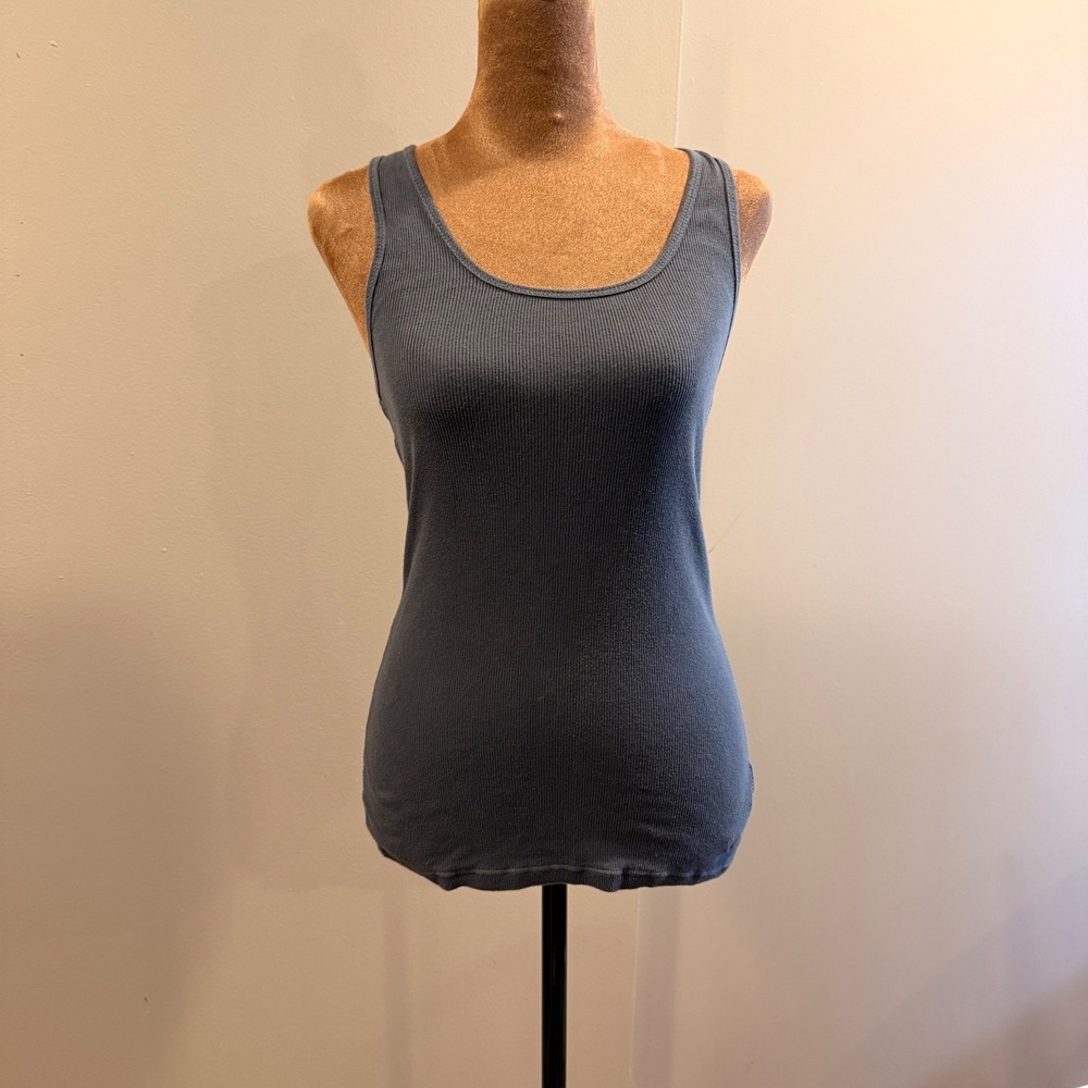 Y2K American Eagle Tank Top Womens M Gray Ribbed‎ Layering Minimalist Casual